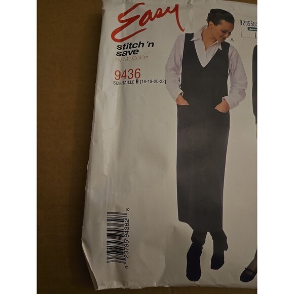 Vintage 1990s STITCH N SAVE 9436 SIZES 16 18 20 22 JUMPER Size B McCalls Brand - Picture 6 of 8